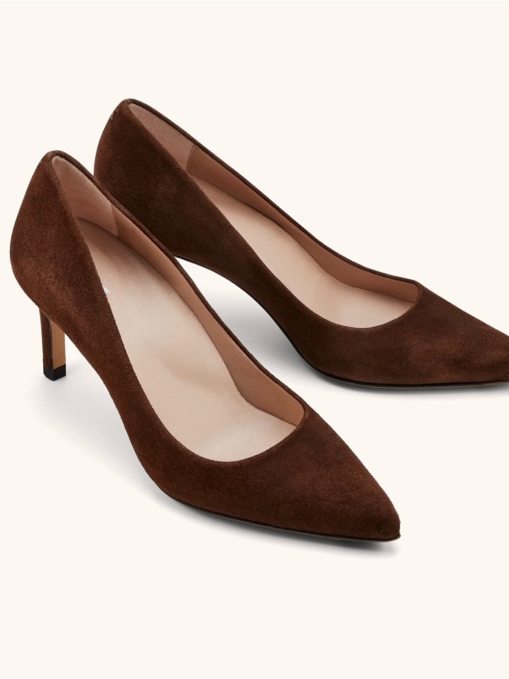 Inez Classic Pointed-Toe Brown mid heel Suede Pumps